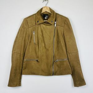 Kut From The Kloth Tan Faux Suede Zip Front Lined Moto Jacket Coat Womens Medium